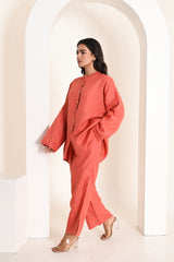 Terracotta Relaxed Fit Linen Co-ord Set