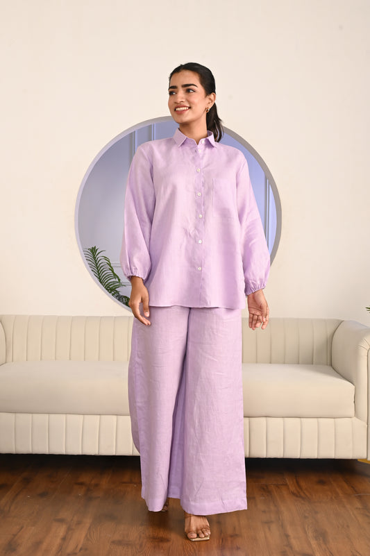 Dusty Rose Relaxed Fit Full-Sleeve Linen Shirt