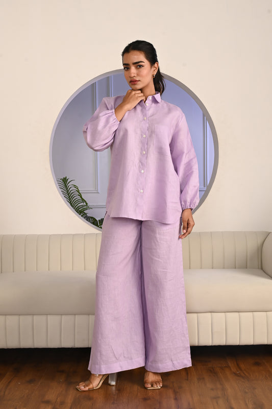 Dusty Rose High-Rise Wide-Leg Linen Pants
