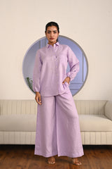 Dusty Rose High-Rise Wide-Leg Linen Pants