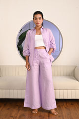 Dusty Rose Relaxed Fit Full-Sleeve Linen Shirt