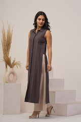 Linen Maxi Dress, Sleeveless Dress with Long Side Slit