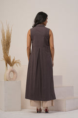 Linen Maxi Dress, Sleeveless Dress with Long Side Slit