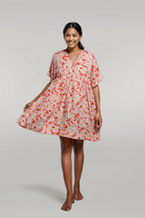 Printed Short V neck Dress