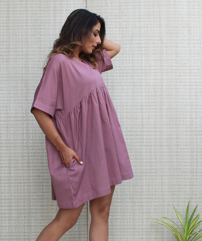 PLUS SIZE Empire Waist Short Dress with Pockets