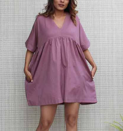 PLUS SIZE Empire Waist Short Dress with Pockets