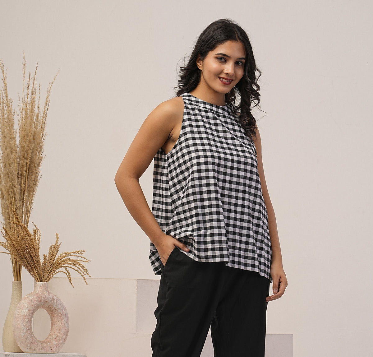 Halter neck Linen Crop Top