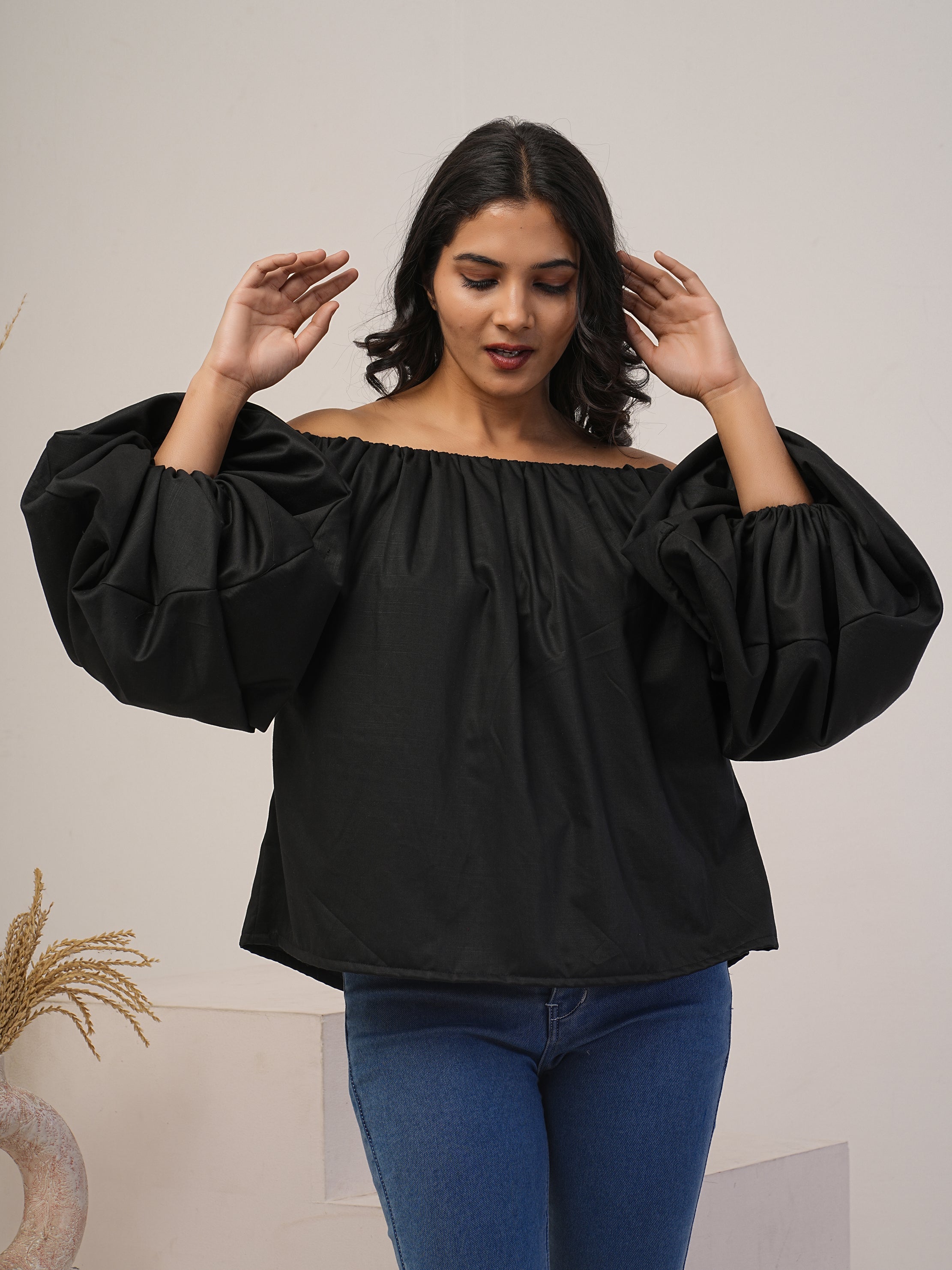 Off- Shoulder Top with Long puff Sleeve