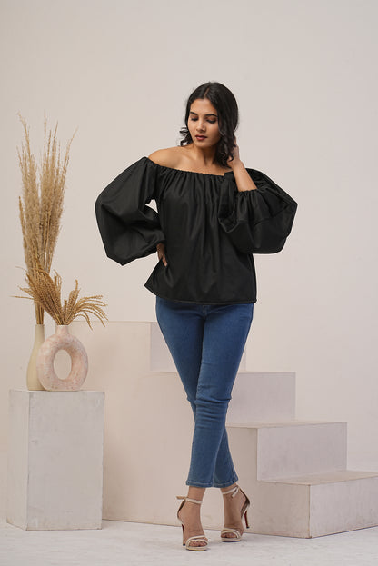 Off- Shoulder Top with Long puff Sleeve