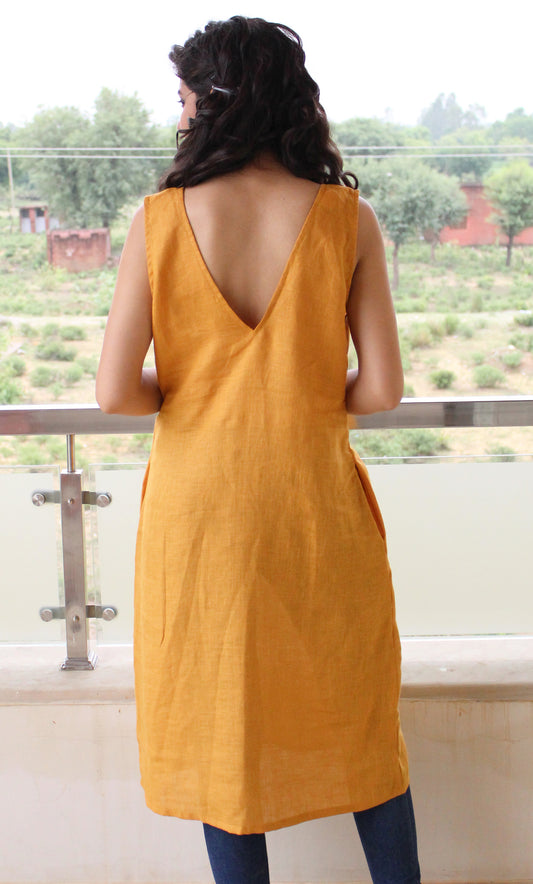 Linen Sleeveless Midi Dress