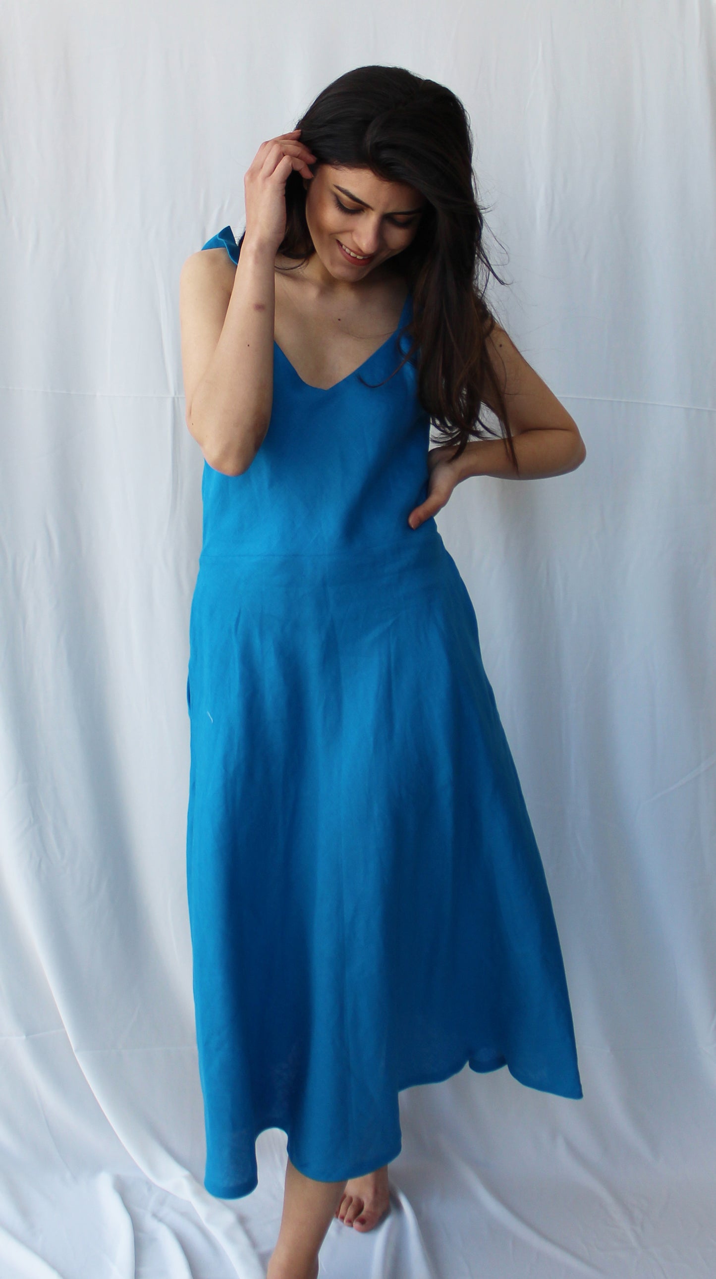 Linen Spaghetti Strap Dress