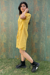 Honey Linen Button-Down Shirt Dress