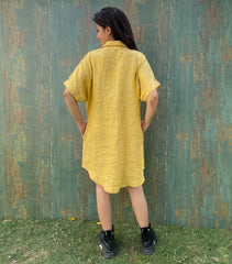 Honey Linen Button-Down Shirt Dress