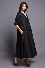 Pure Linen Maxi Dress, Loose Linen Dress With Pockets