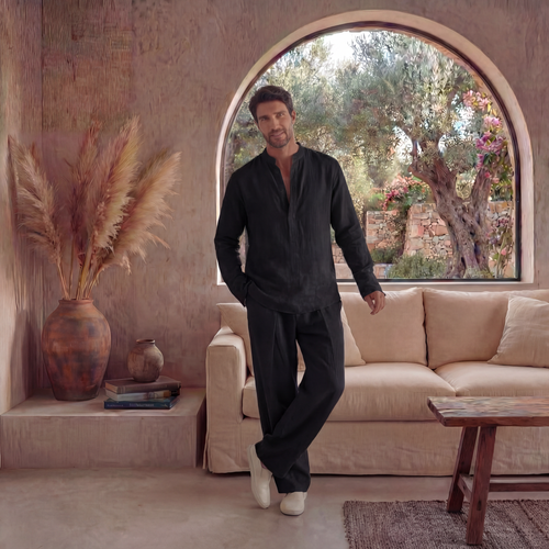 Black Linen Relaxed Trousers