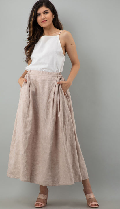 A Line Skirt, Soft linen Maxi Skirt