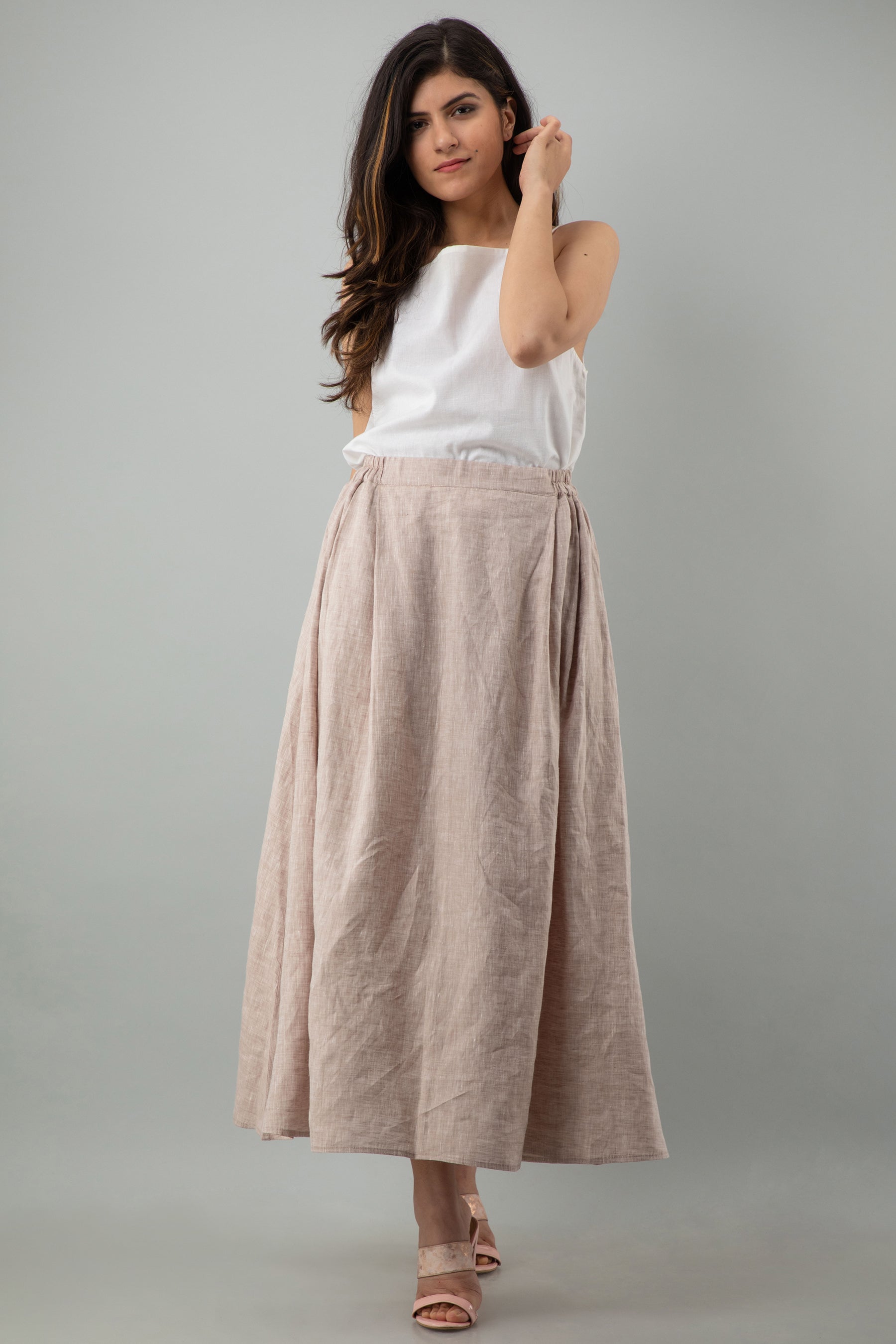 A Line Skirt, Soft linen Maxi Skirt