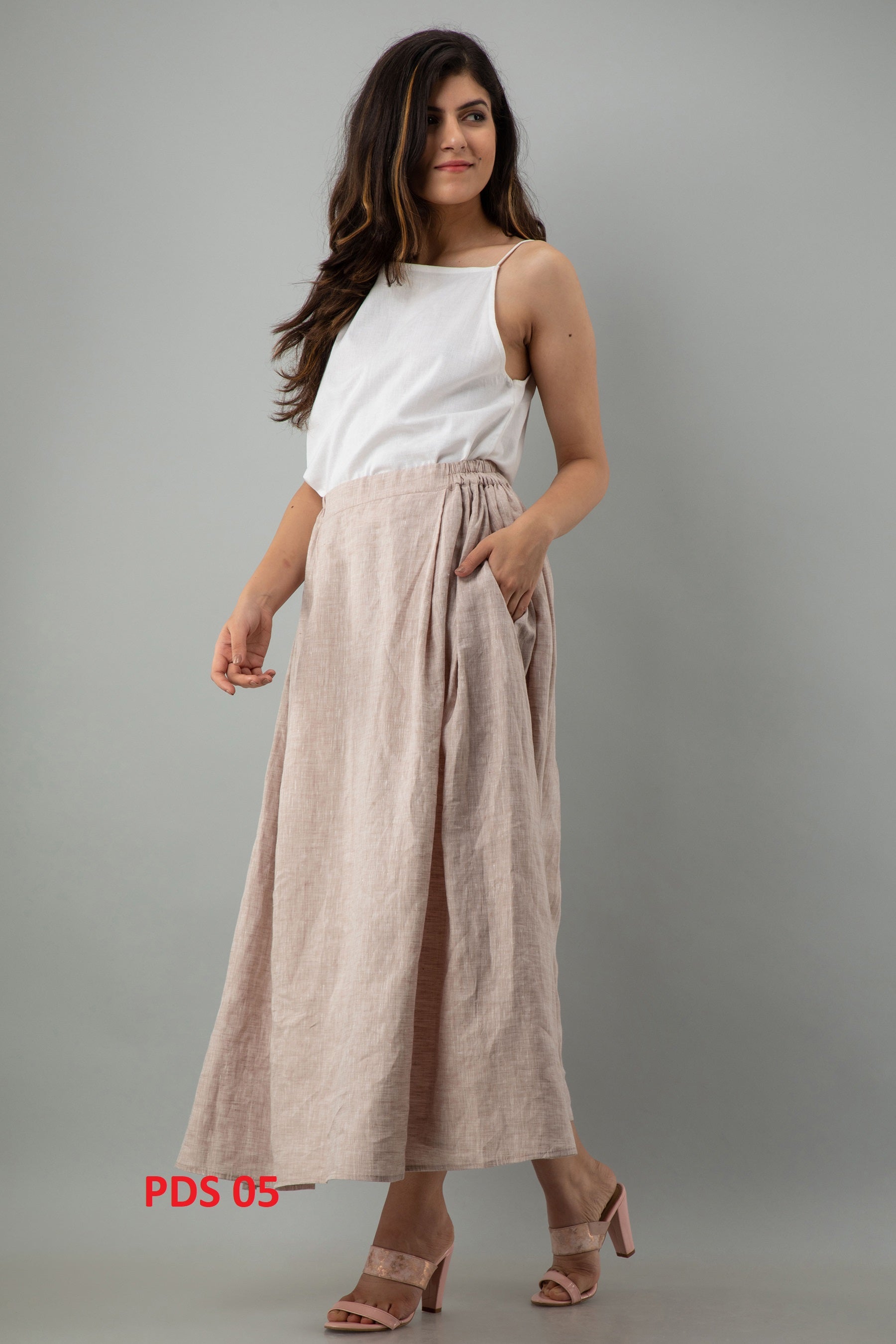 A Line Skirt, Soft linen Maxi Skirt