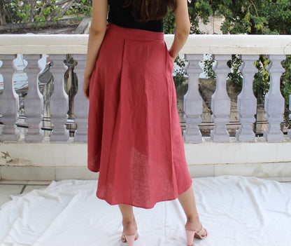 Linen Wrap Skirt, High Waist Skirt