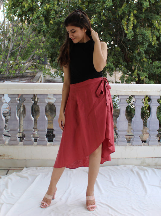 Linen Wrap Skirt, High Waist Skirt