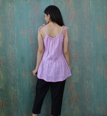 Sleeveless Tie Linen Top