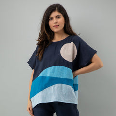 One Size Square Linen Boxy Top
