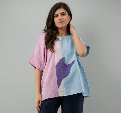 Oversized Linen, Boxy Wide Neck Top