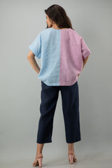 Oversized Linen, Boxy Wide Neck Top