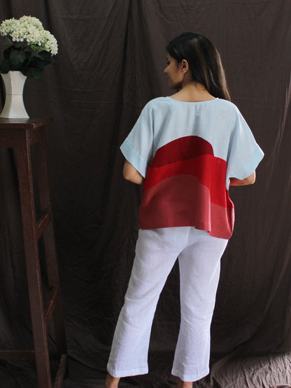 One Size Linen Multi Color Boxy Blouse