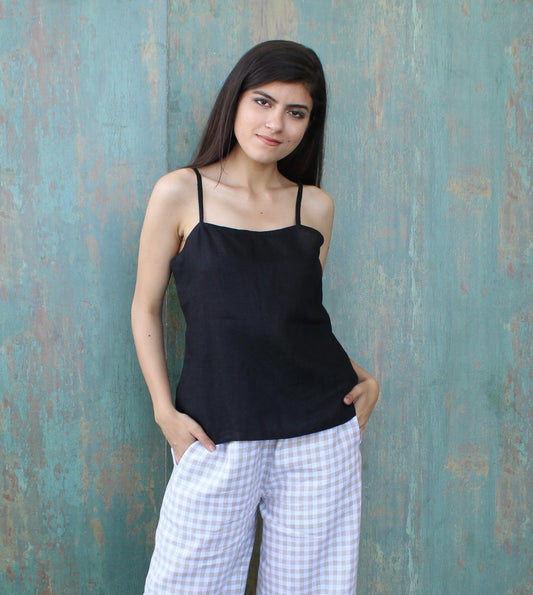 Black Linen Camisole