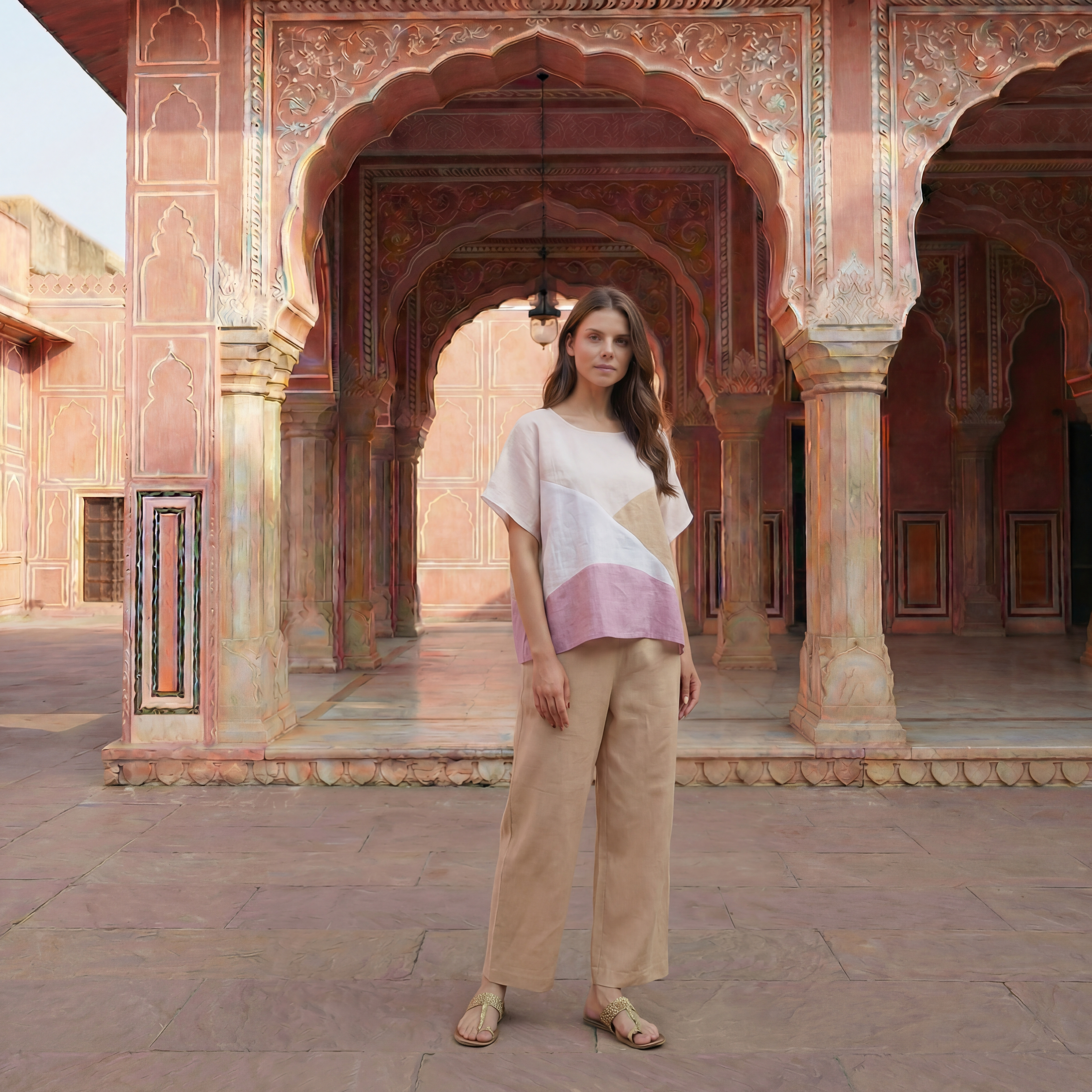 Blush Horizon Linen Top