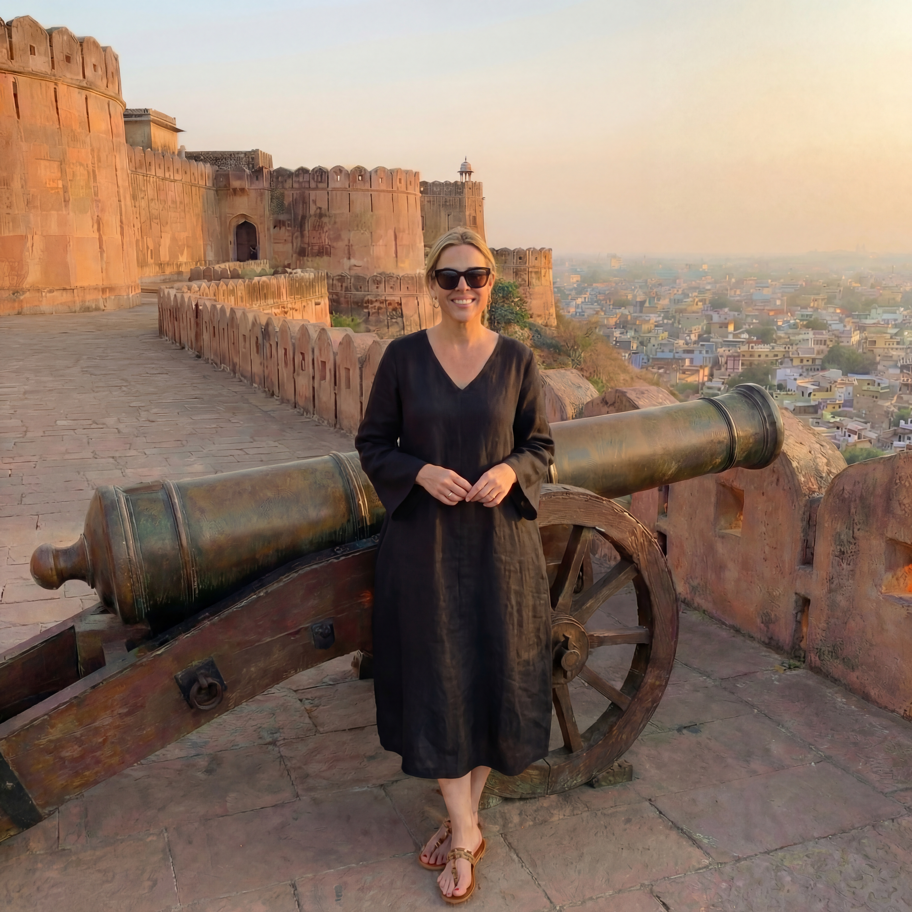 Midnight Black Linen Midi Dress