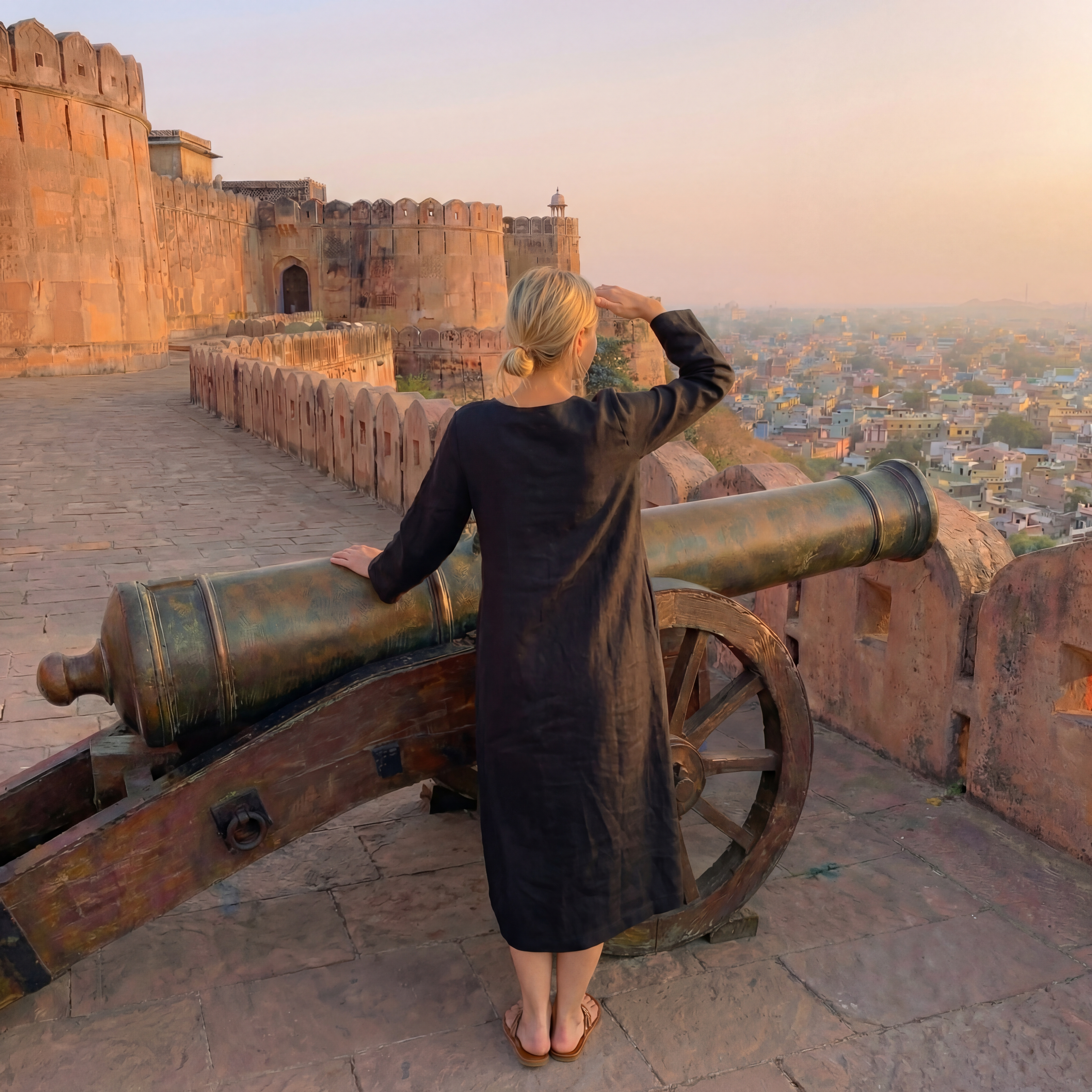 Midnight Black Linen Midi Dress