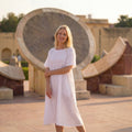 White Linen Relaxed Midi Dress