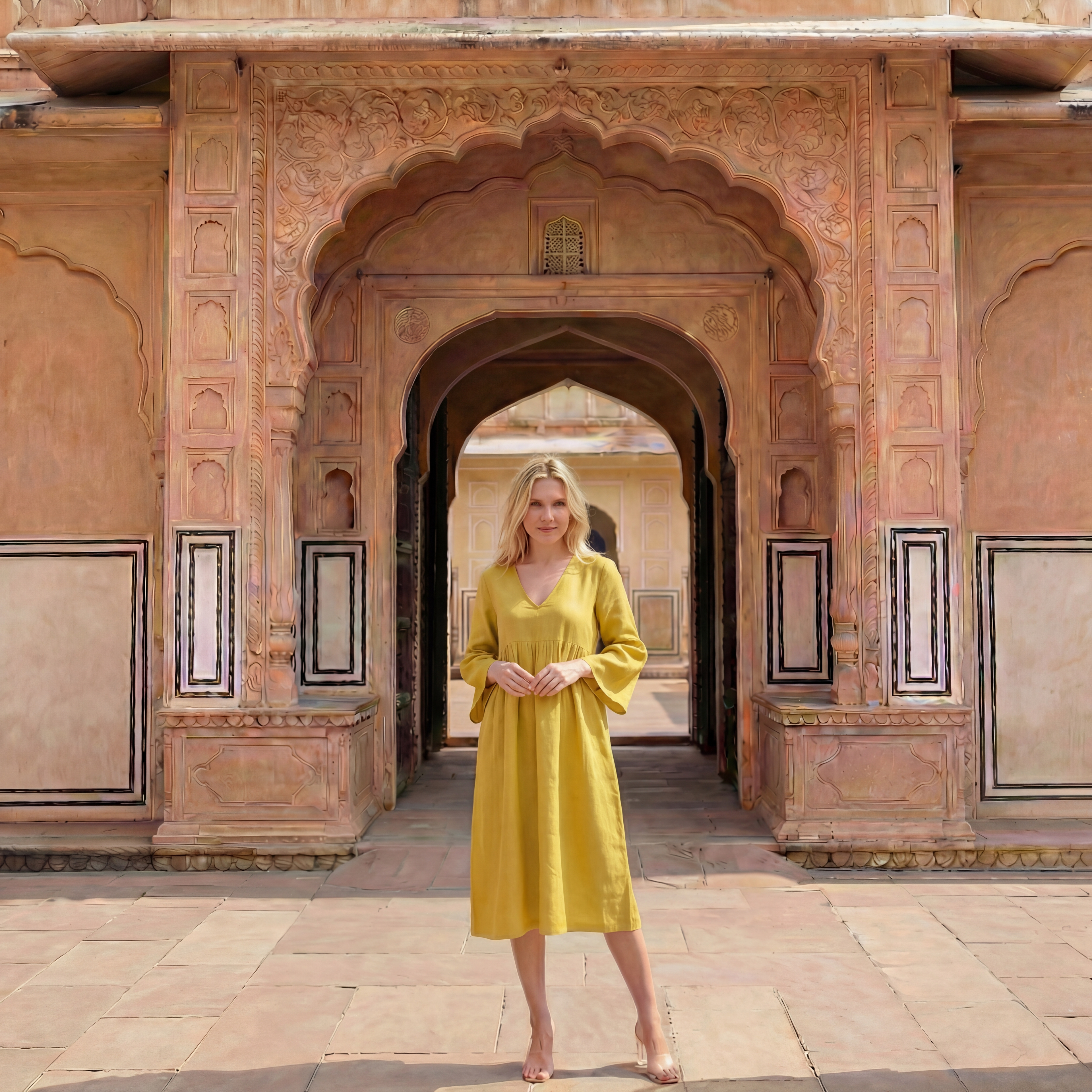 Honey Grace Linen Midi Dress