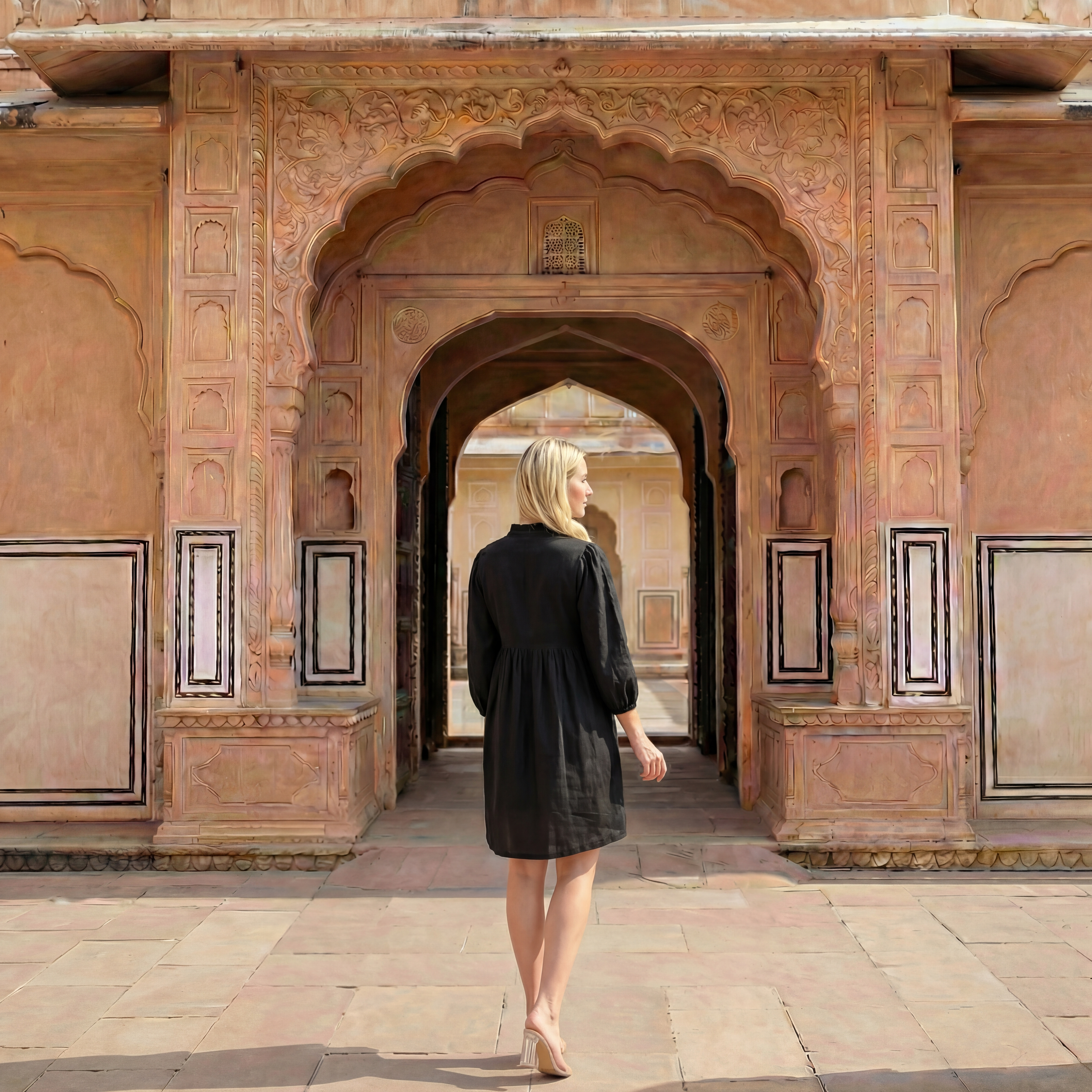 Black Statement Linen Shirt Dress