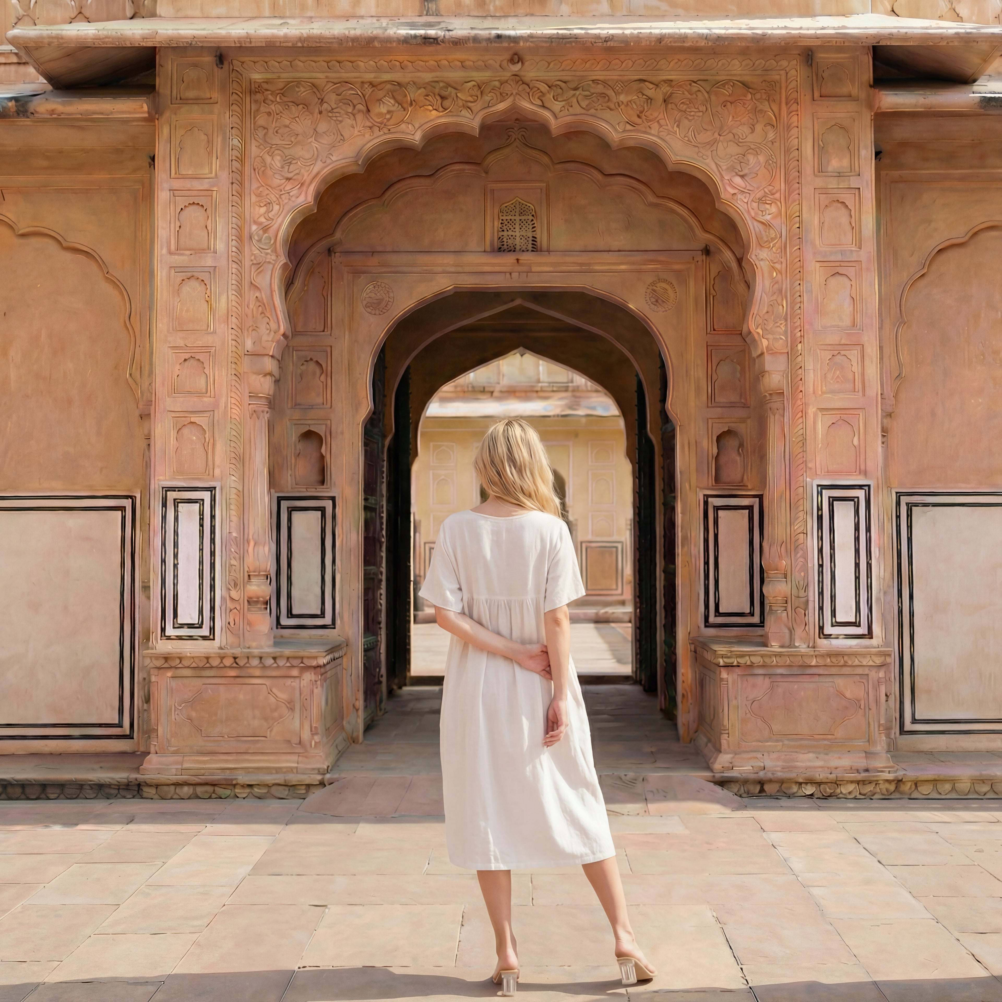 White Ease Linen Midi Dress