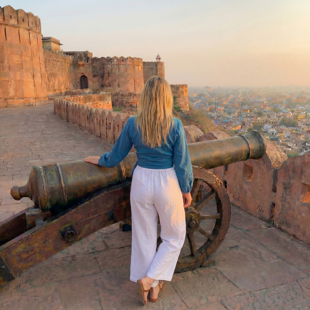 Turquoise Wrap Pure Linen Top