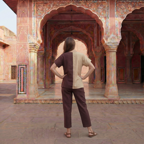 Earthline Contrast Linen Top