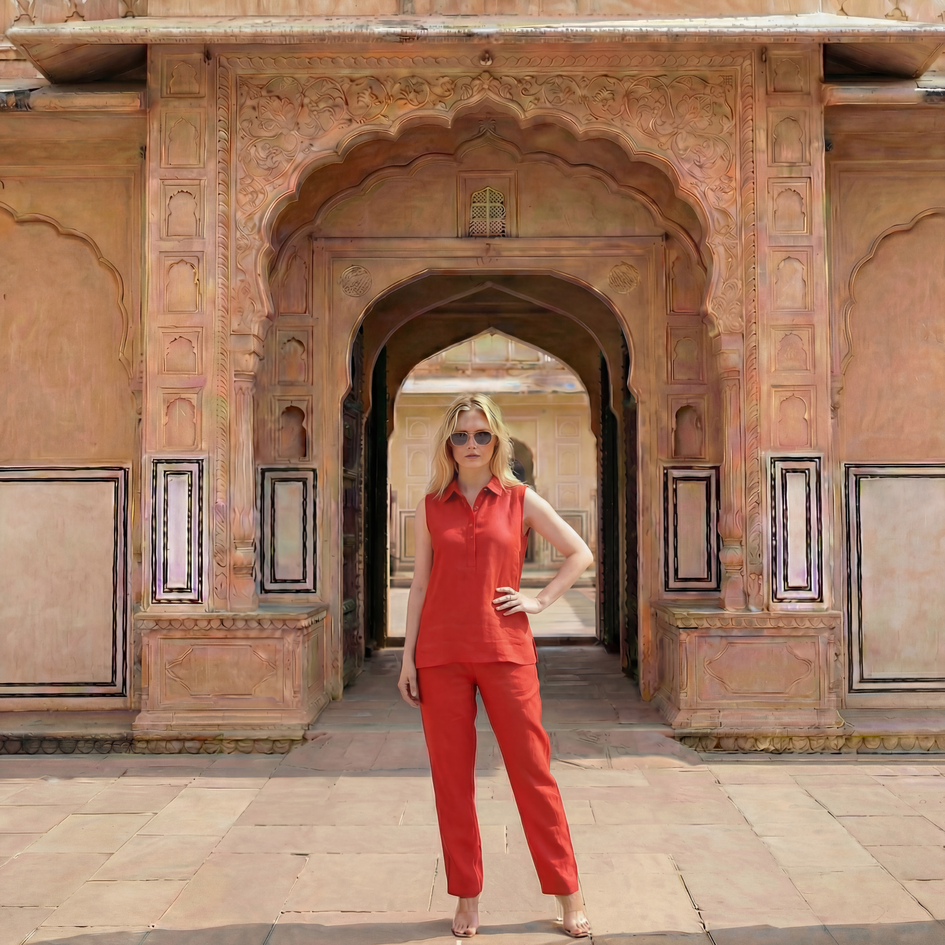 Blood Red Linen Co-Ord Set