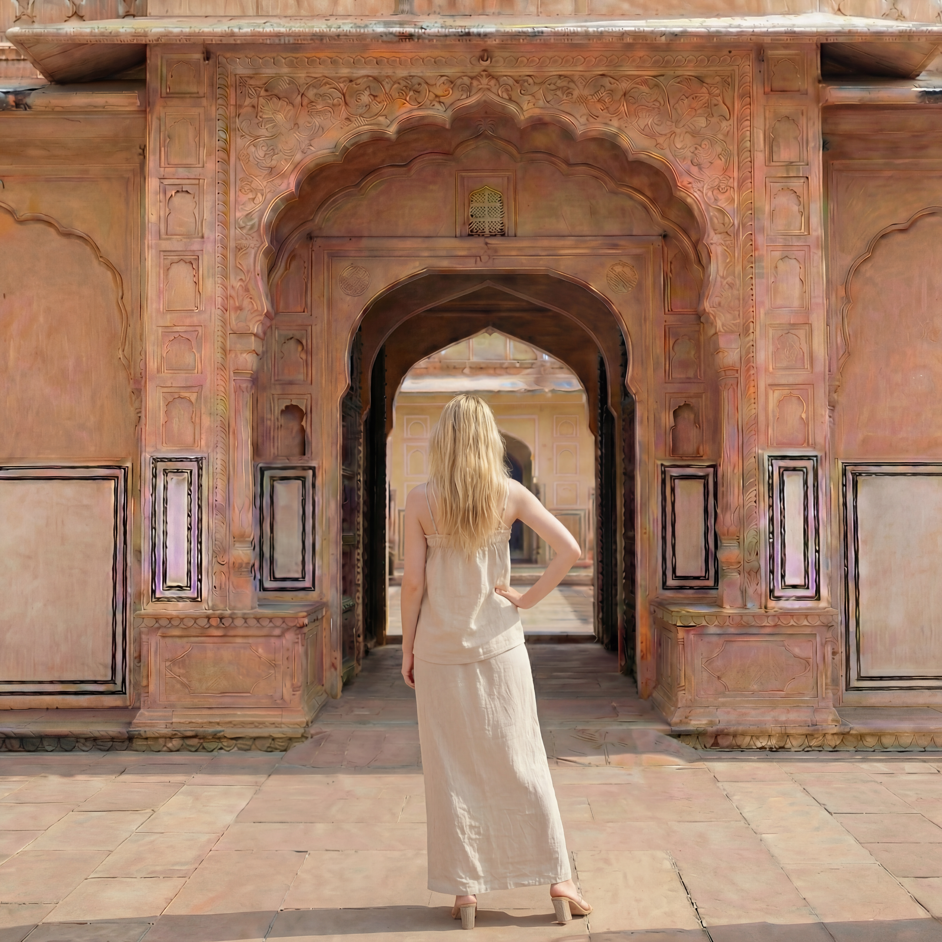 Natural Linen Straight Strap Top