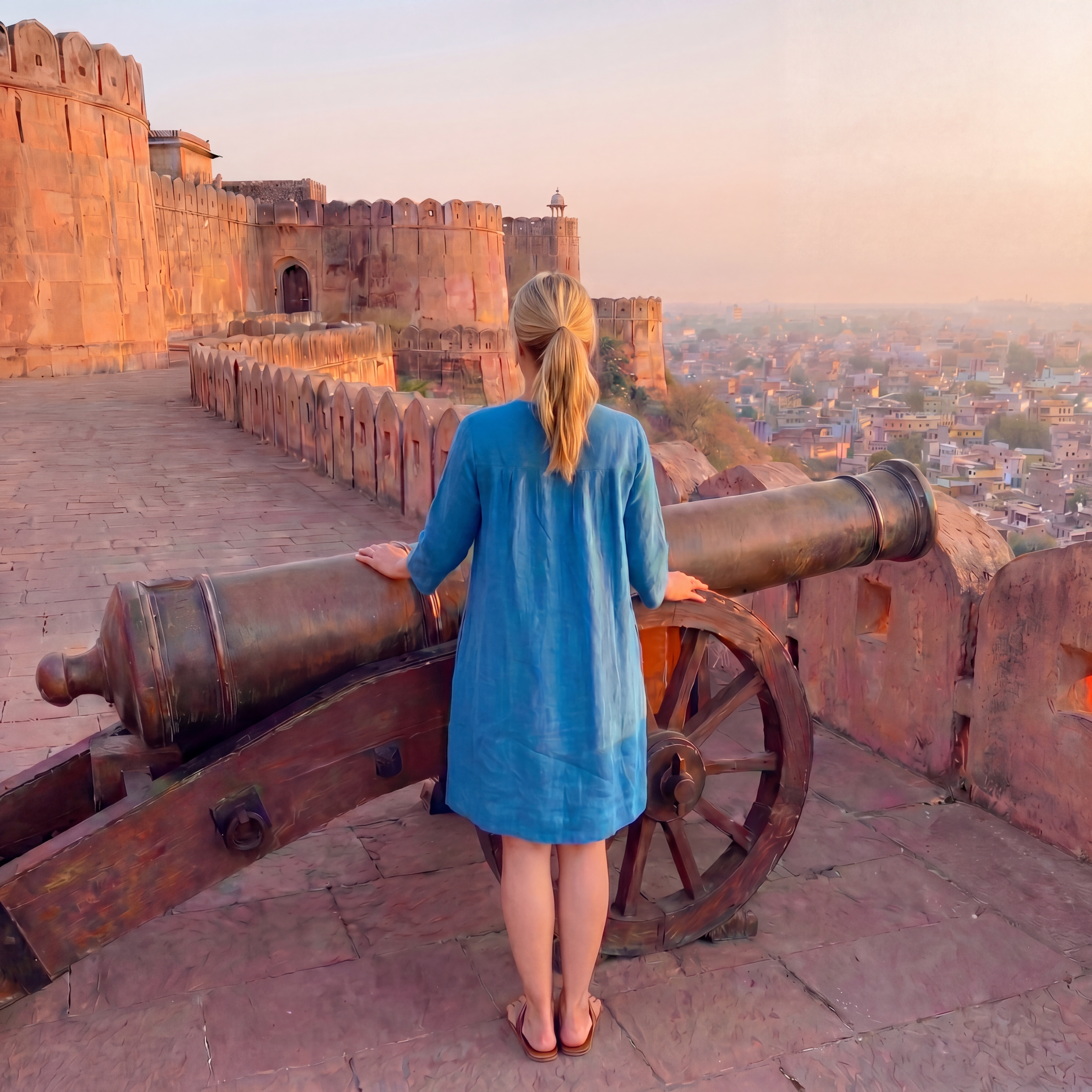 Turquoise Linen Shift Dress