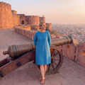 Turquoise Linen Shift Dress