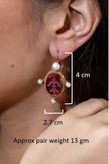 Clear Crystal Intaglio Earrings, Dainty Gold Earrings