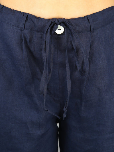 Blue Wide Leg Linen Trousers, photo 4