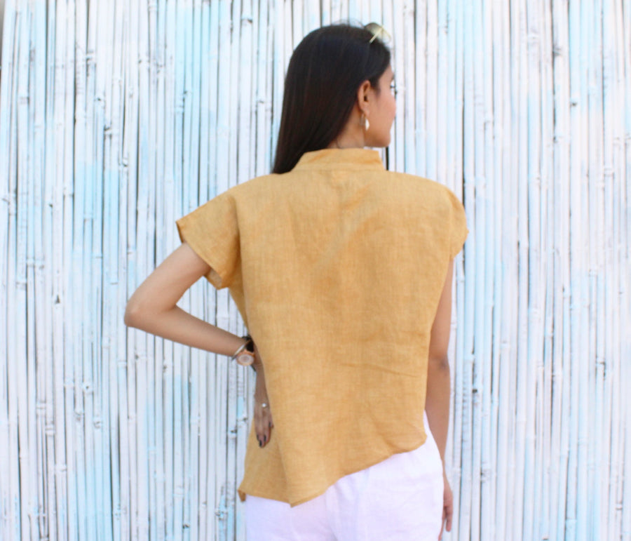 Asymmetrical Cowl Neck Linen Top, photo 3
