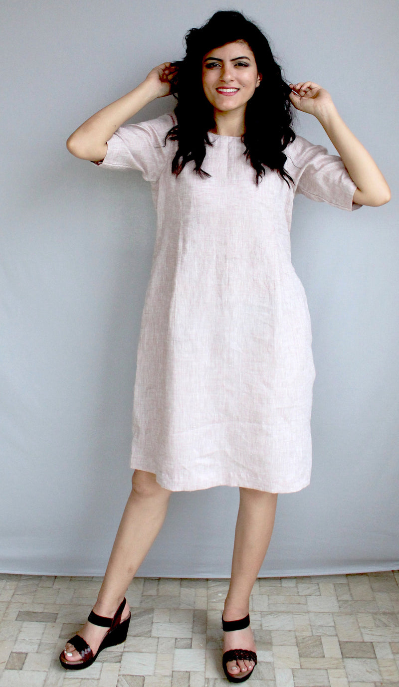 Loose Linen Midi Tunic Dress: Soft, Relaxed Fit - Plus Size Available