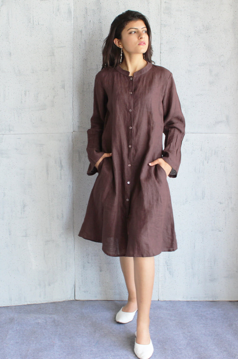 Brown Linen Kimono Jacket, Womens Long Sleeve Open Front Cardigan, Lightweight Layering Linen Coat, linen fall cardigan, linen lounge jacket