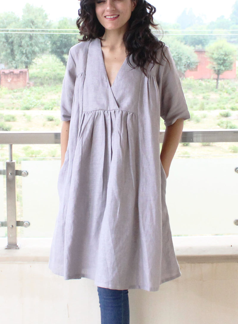 Washed Linen Tunic Dress, Loose Fit, photo 2