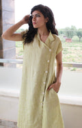 Handmade Linen Tunic Dress: Organic Short Sleeve Cowl Neck